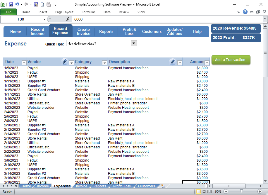 Simple Accounting Software - Record Expense