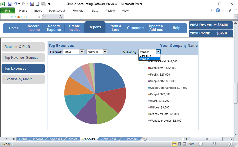 Simple Accounting Software - Top Expenses